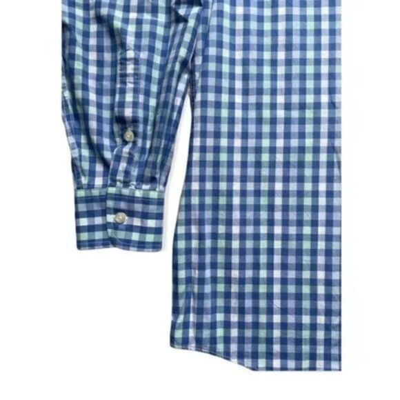 Long Sleeve Button Up Men’s 16/32/33 Gingham Light Blue Green Club Room - Picture 4 of 10